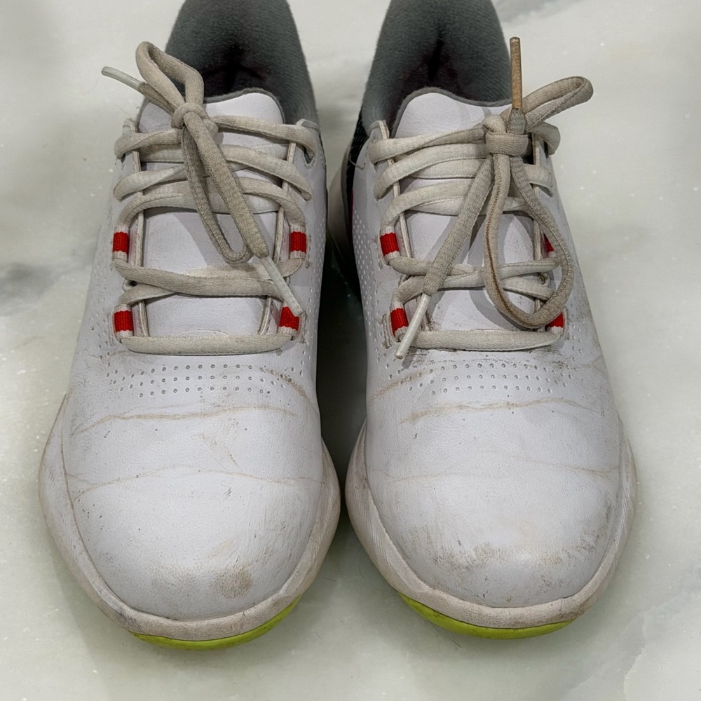 FootJoy Youth Golf Shoes White Black Red Size 1Y Spikeless